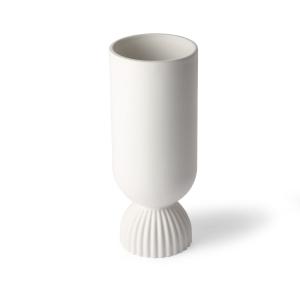 HKliving - Ribbed vase, ø 11 x h 25 cm, blanc