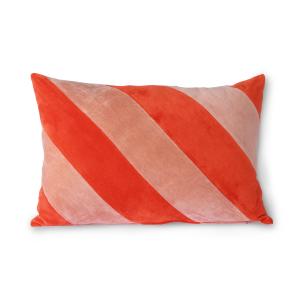 HKliving - Striped Coussin en velours, 40 x 60 cm, rouge /…