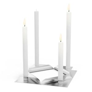 höfats - Square Candle Bougeoir, argent (jeu de 4)