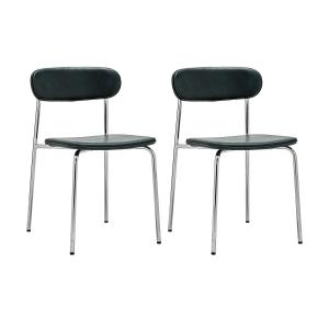 House Doctor - Chaise Pova, chrome / vert foncé (lot de 2)