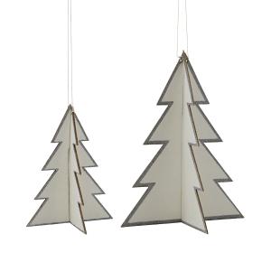 House Doctor - Threed Ornements, blanc / argent (set de 2)