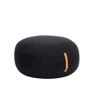 Hübsch Interior - Pouf avec poignée en cuir, Ø 75 x H 35 cm…