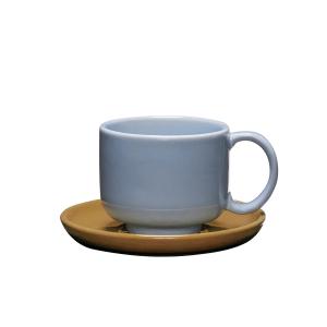 Hübsch Interior - Amare Tasse avec soucoupe, bleu clair / m…