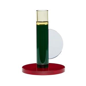 Hübsch Interior - Bougeoir en cristal, rouge foncé / vert