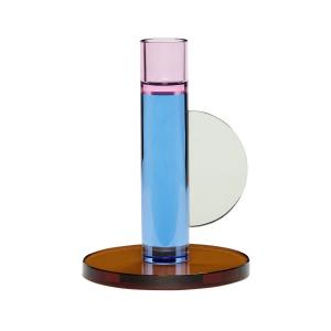 Hübsch Interior - Bougeoir en cristal, rose / bleu