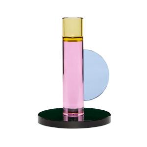 Hübsch Interior - Bougeoir en cristal, rose / jaune