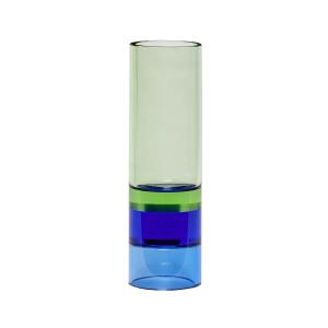 Hübsch Interior - Porte-bougie / vase en cristal, vert / bl…