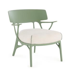 Kartell - A.I. Lounge Chair, vert / blanc (tissu Panamino)