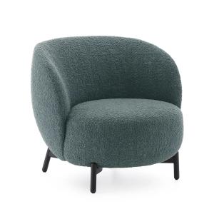 Kartell - Lunam Fauteuil, noir / pétrole (tissu Curly)
