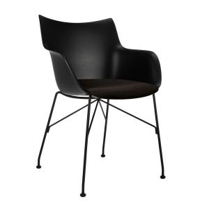 Kartell - Q/Wood Chaise à accoudoirs avec coussin d'assise…
