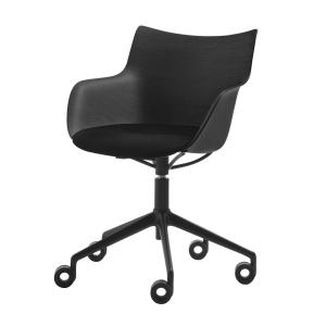 Kartell - Q/Wood Chaise avec roulettes et assise rembourrée…