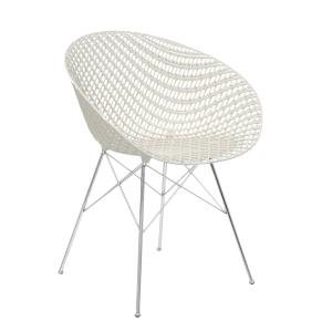 Kartell - Chaise smatrik, chromée / blanche