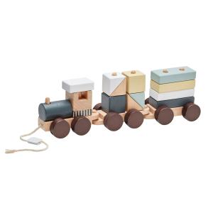 Kids Concept - Train avec cubes en bois, multicolore
