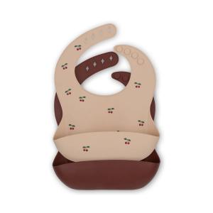 Konges Sløjd - Bavoir en silicone, cerise / mocca, (lot de…