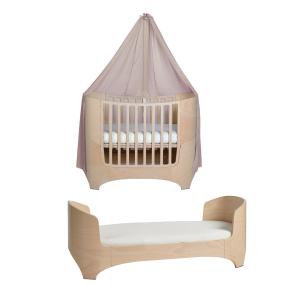 Leander - Lit bébé junior whitewash avec ciel de lit, dusty…