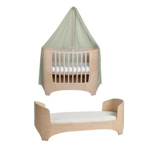 Leander - Lit bébé junior whitewash avec ciel de lit, sage…