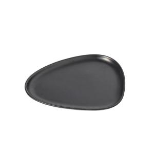 LindDNA - Curve Stoneware Lunch Assiette, 22 x 19 cm, noir