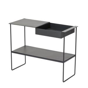 LindDNA - Table console avec plateau, acier noir / Bull noir