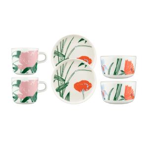 Marimekko - Oiva Puutarhakutsut Set de café, blanc / vert /…