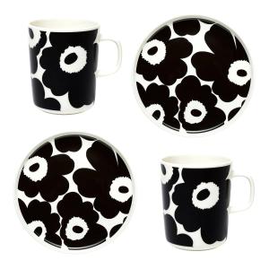 Marimekko - Oiva Unikko Gobelet avec anse & Assiette, blanc…