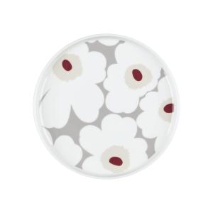 Marimekko - Oiva Unikko Assiette, Ø 20 cm, blanc / gris cla…