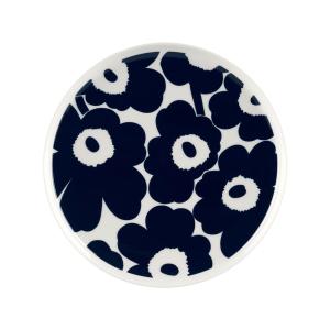 Marimekko - Oiva Unikko Assiette, Ø 25 cm, blanc / bleu fon…