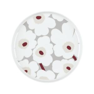 Marimekko - Oiva Unikko Assiette, Ø 25 cm, blanc / gris cla…