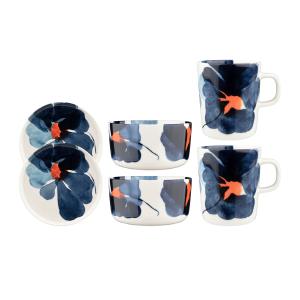 Marimekko - Oiva Valssi Set de petit déjeuner, blanc / bleu…