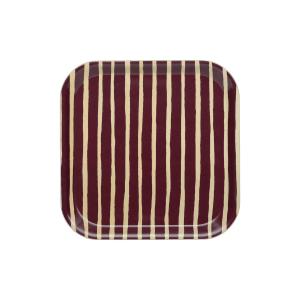 Marimekko - Plateau Piccolo 20 x 20 cm, naturel / bourgogne