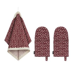 Marimekko - Pikkuinen Unikko Set de cuisine, lin / bourgogn…