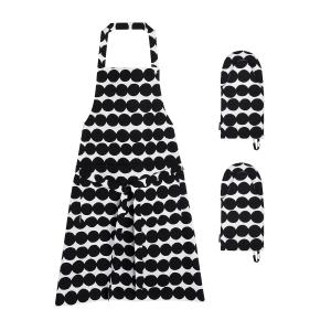 Marimekko - Räsymatto Tablier avec 2 x gants de four, blanc…