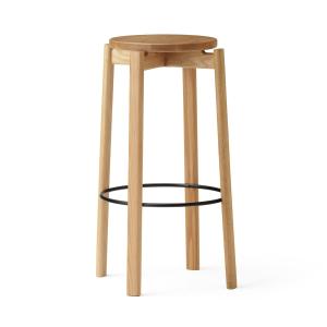 Audo - Passage Tabouret de bar, H 75 cm Ø 33 cm, chêne natu…