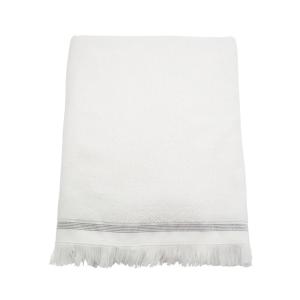 Meraki - Serviette de bain rayée, 100 x 180 cm, blanc / gri…