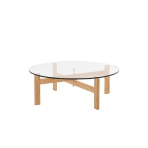 MOEBE - Coffee Table, Ø 88 cm, chêne naturel / verre