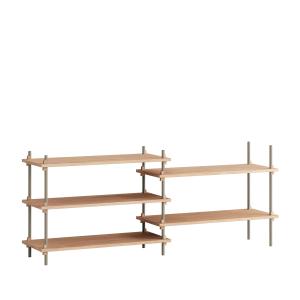 MOEBE - Shelving System Low Double, chêne huilé / warm grey…