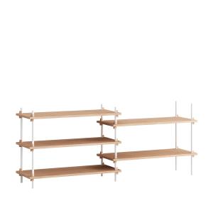 MOEBE - Shelving System Low Double, chêne huilé / blanc