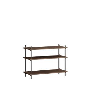 MOEBE - Shelving System Low , chêne fumé foncé / noir