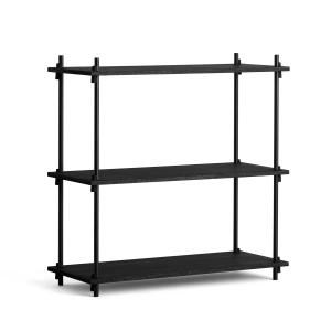 MOEBE - Shelving System Low , chêne teinté noir / noir