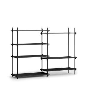 MOEBE - Shelving System, Medium Double, chêne teinté noir /…