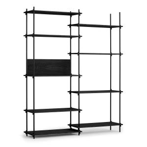 MOEBE - Shelving System, Tall Double, chêne teinté noir / n…