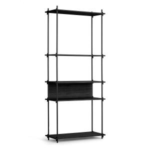 MOEBE - Shelving System, Tall Single, chêne teinté noir / n…