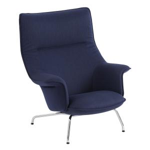 Muuto - Doze Lounge Chair, piètement chromé / housse bleu f…