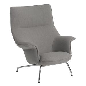 Muuto - Doze Lounge Chair, piètement chrome / housse grise…