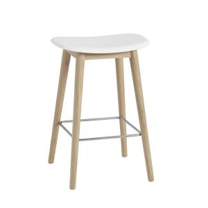 Muuto - Fiber Tabouret de bar Wood Base H 65 cm, chêne / bl…