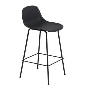 Muuto - Tabouret de bar Fiber Tube Base avec dossier, H 65…