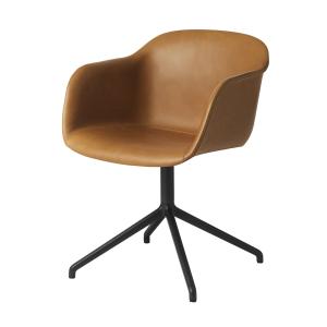 Muuto - Fiber Chair Swivel Base , cuir cognac / noir