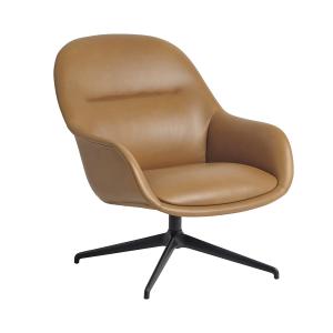 Muuto - Fiber Lounge Armchair Swivel Base, noir / Refine Cu…