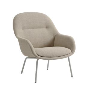Muuto - Fiber Lounge Armchair Tube Base, gris clair / beige…