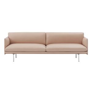 Muuto - Outline Canapé 3 places, beige Refine Cuir / Alumin…