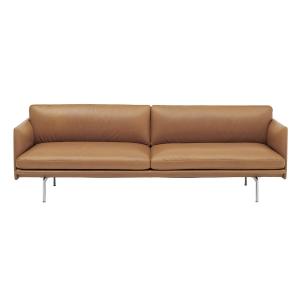 Muuto - Outline Canapé 3 places, cognac Refine Cuir / alumi…